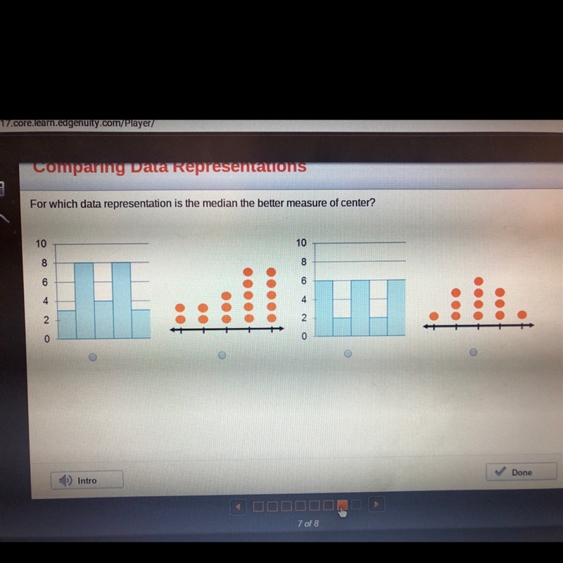 For which data representation is the median the better measure of center-example-1