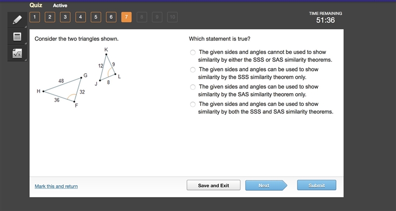 Consider the two triangles shown.-example-1