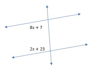 What values for x would make the lines parallel? Find the measure of the missing angles-example-1