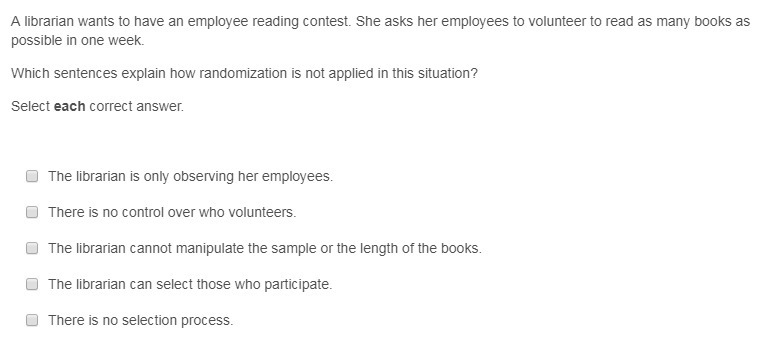 Which sentences explain how randomization is not applied in this situation?-example-1