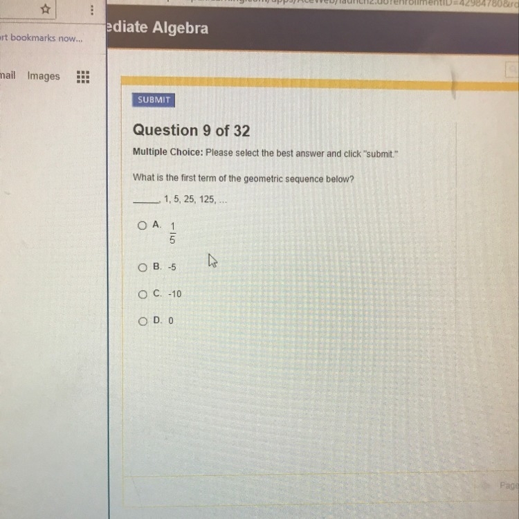 What is the first term of the geometric sequence below?-example-1