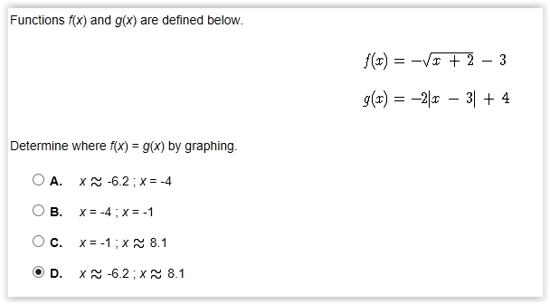 !!!!PLEASE HELP!!! Functions f(x) and g(x) are defined below. f(x)=-√(x+2) -3\\g(x-example-1