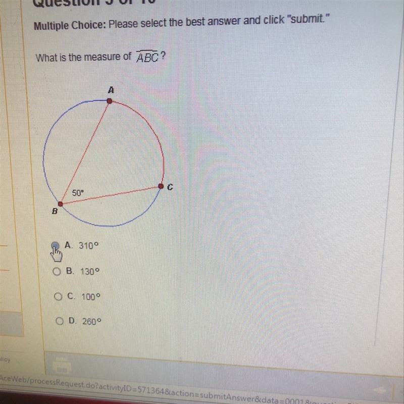 What is the measure of ABC and please show me how to do it-example-1