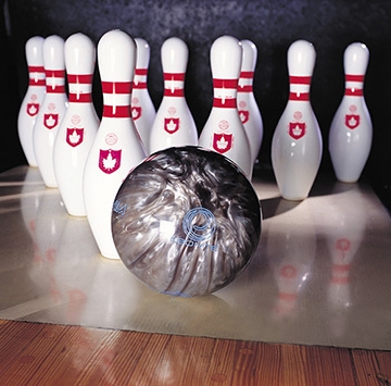 The circumference of a bowling ball is 8π in. Find the surface area of the bowling-example-1