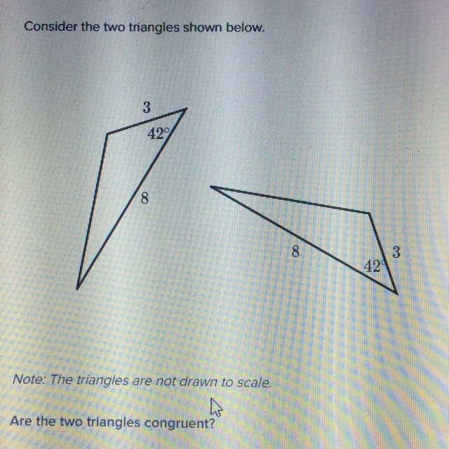 Are the two triangles are congruent ?-example-1