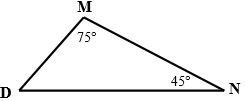 PLEASE PLEASE PLEASE HELP Given: △DMN, DM=10root3 m∠M=75°, m∠N=45° Find: Perimeter-example-1