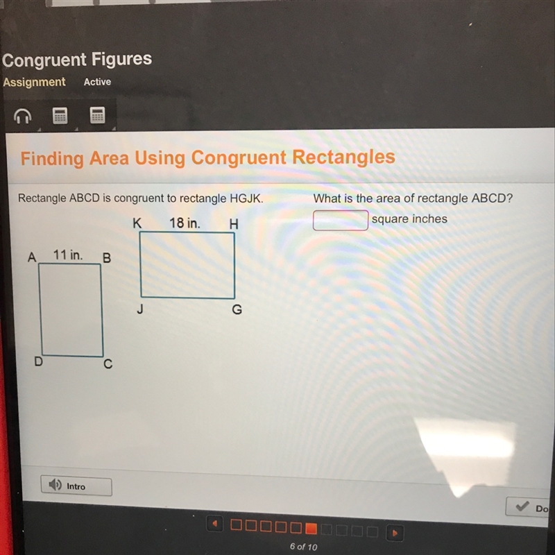 What is the area rectangle ABCD?-example-1