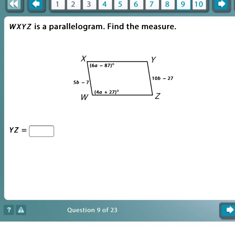 Find the measure for WXYZ-example-1