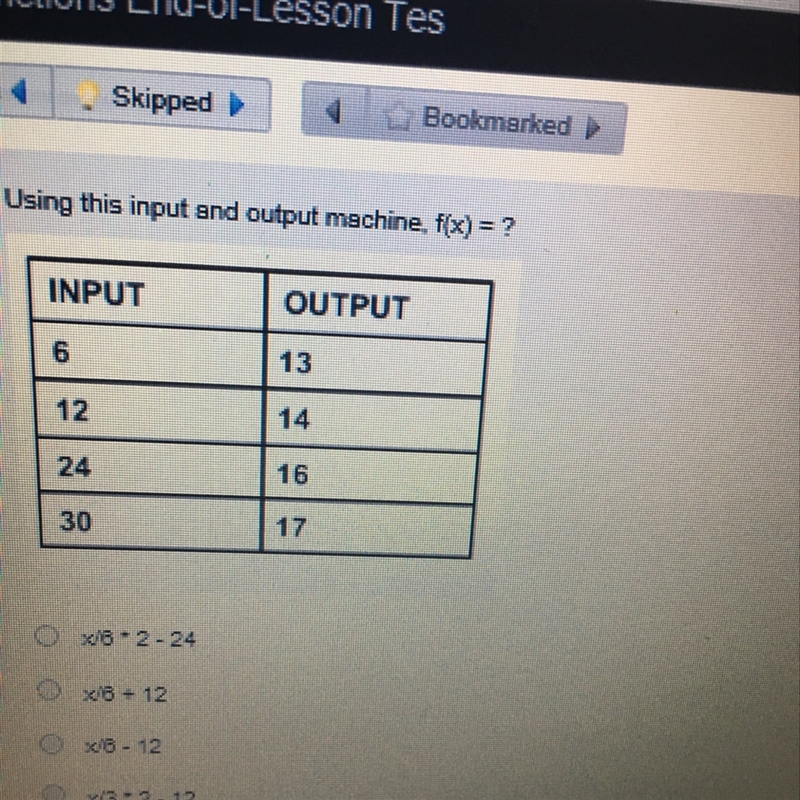 Using the input and output machine f(x)=-example-1