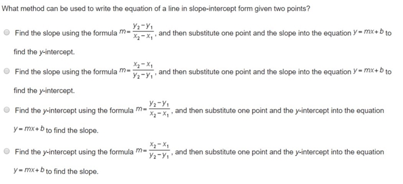 15 Points - Please Help! What method can be used to write the equation of a line in-example-1