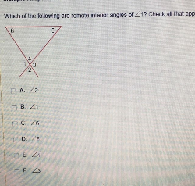 Which of the following are remote interior angles of 1? Check all that apple-example-1