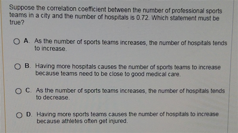 suppose the correlation coefficient between the number of professional sports teams-example-1