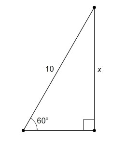 What is the value of x? 10√3 ​ 10 ​ 5√3 ​ ​​5-example-1