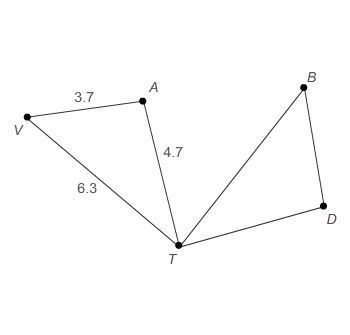 △VAT ≅ △BDT. What is the length of BT ?-example-1