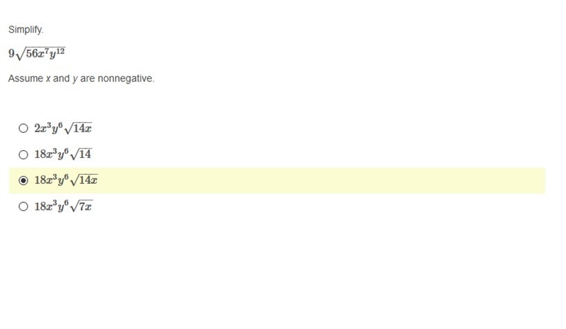 PLEASE HELP ASAP!!! CORRECT ANSWER ONLY PLEASE!! Simplify. Assume x and y are nonnegative-example-1