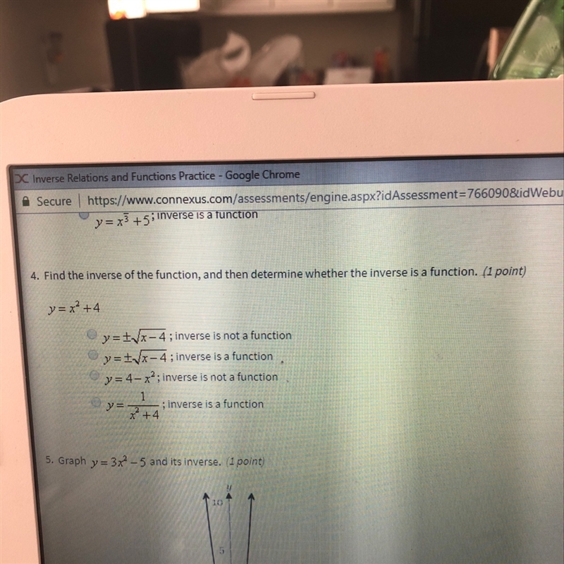 Find the inverse of the function and then determine whether the inverse is a function-example-1