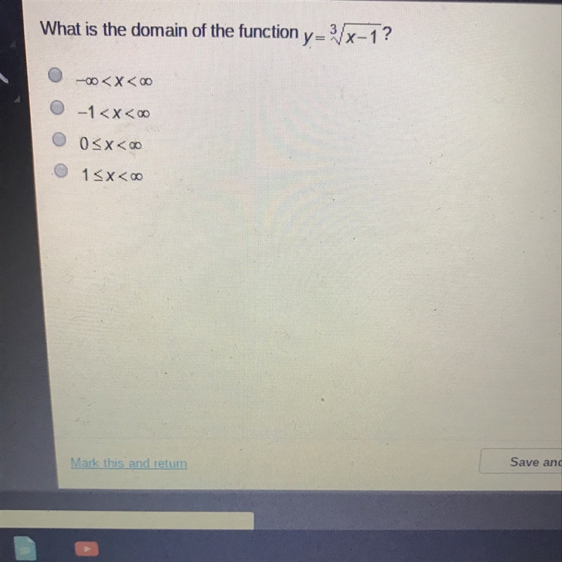 What is the domain of the function? y=3√x-1-example-1