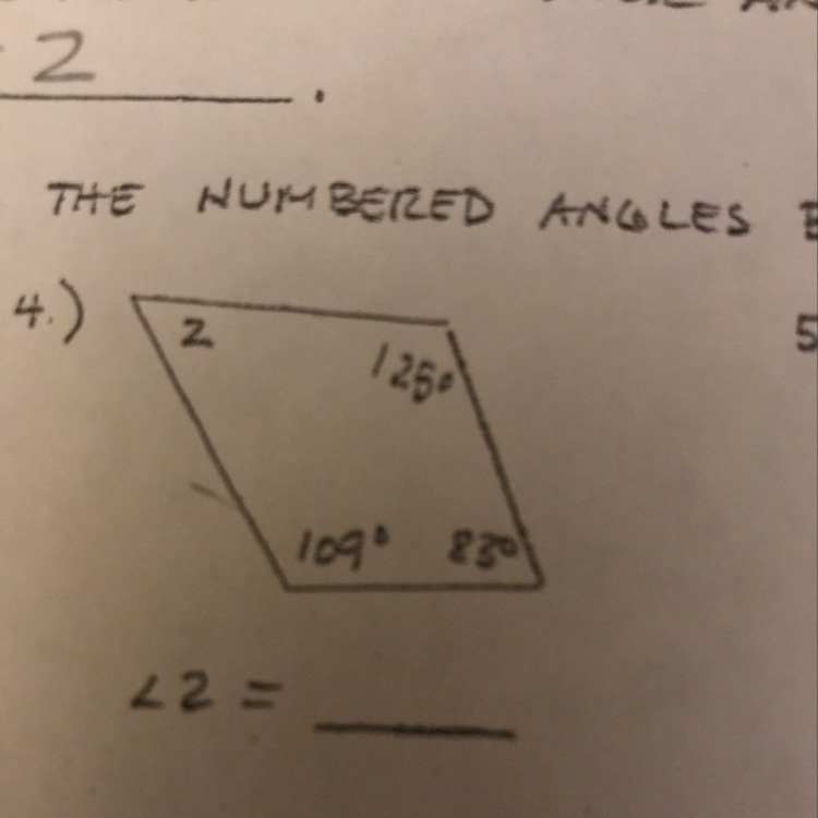 What do I need to subtract from to get angle two?-example-1