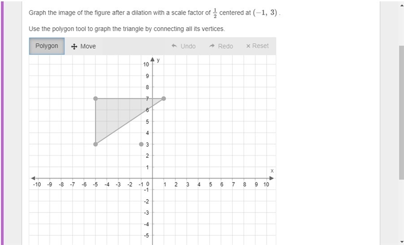 Need help with dilation with a scale factor of 1/2 centered at (−1, 3)-example-1