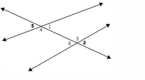 Use the figure to decide the type of angle pair that describes ∠5 and ∠2. alternate-example-1