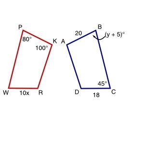 KPWR is a reflection of ABCD. Find the values of x and y. x = y = PLEASE HELP ASAP-example-1