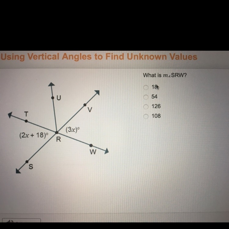 What is the measurement of angle SRW?-example-1