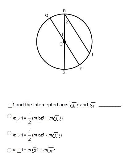 Choose an equation for the relationship between the measures of the angles and arcs-example-1