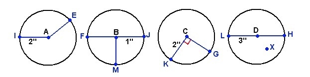 Find the length of the diameter of circle C. 1" 2" 4"-example-1