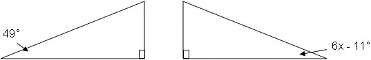 Two right triangles are congruent. Find the value of x.-example-1