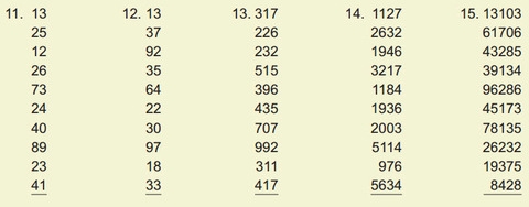 Add the following columns of numbers. Be sure to look for combinations that add up-example-1