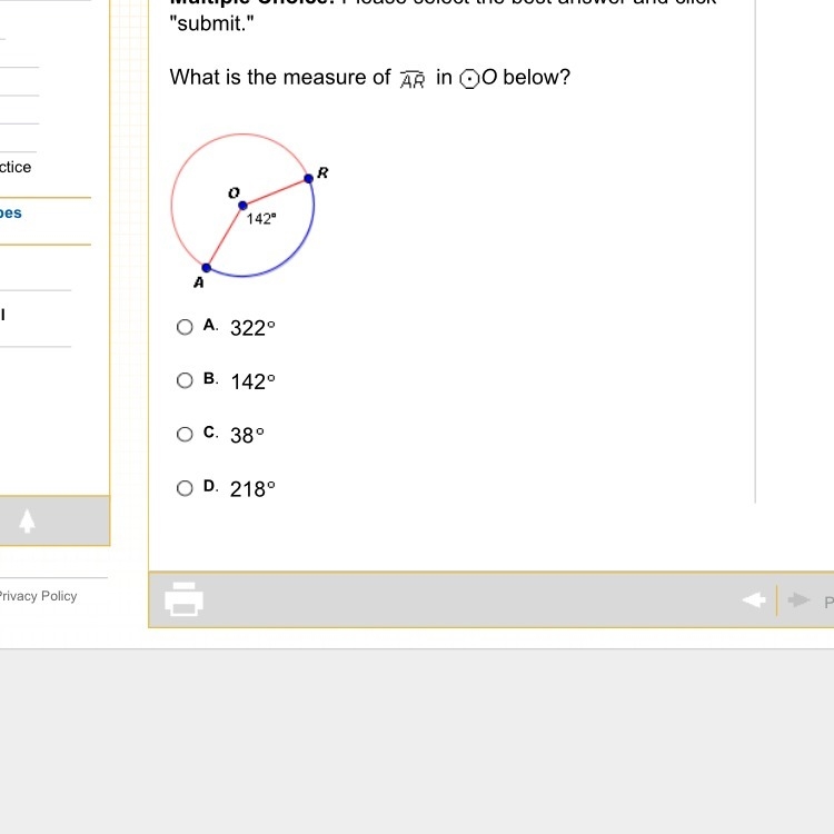 What is the measure of AR in O below ? PLEASE HELP-example-1