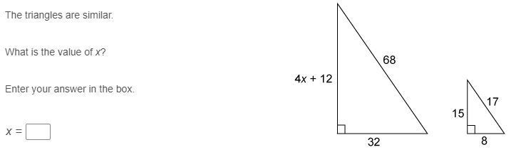 The triangles are similar. What is the value of x?-example-1