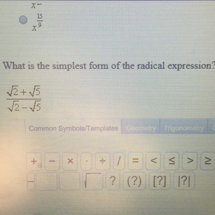 Square root of 2 + square root of 5 / square root of 2 - square root of 5-example-1