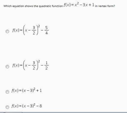 Properties of Quadratic Functions "What quadratic function represents the graph-example-4