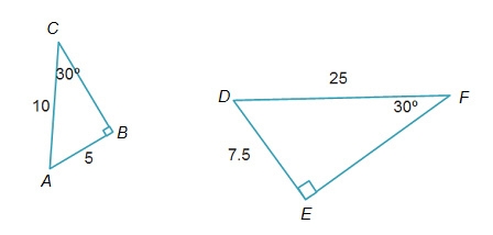 Answer fast please! The triangles below are similar. (look at picture) Which similarity-example-1