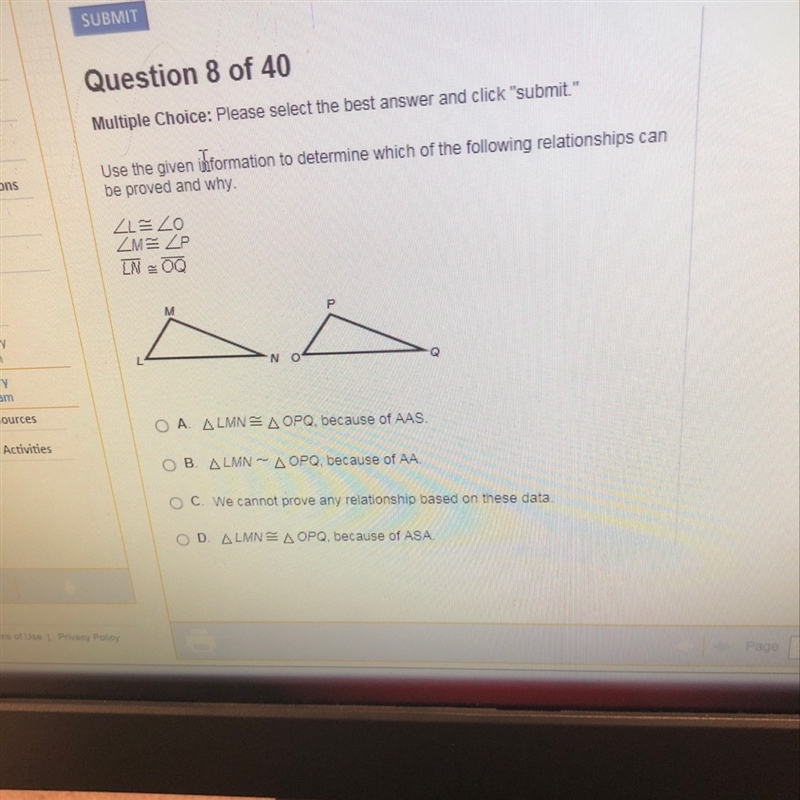 Use the given information to determine which of the following relationships can be-example-1