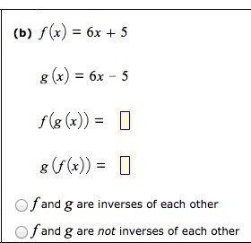 Determining whether two functions are inverses of each other.-example-1