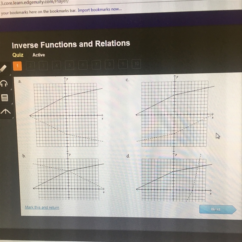 Use symmetry to graph the inverse of the function-example-1