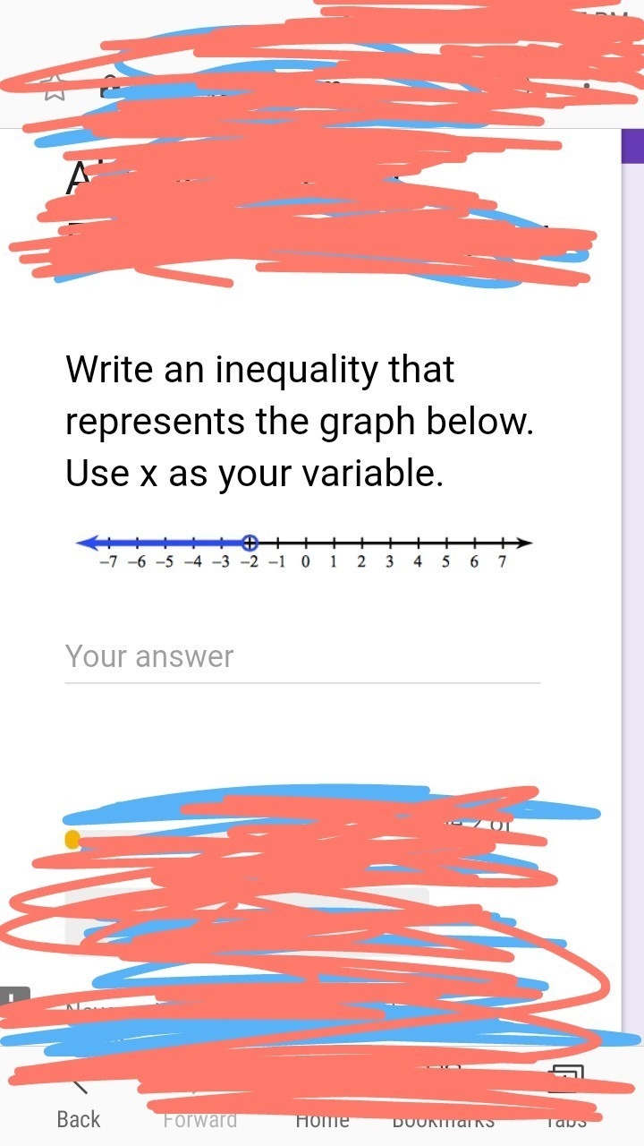 Write an inequality that represnts the graph below. use x as your variable.-example-1