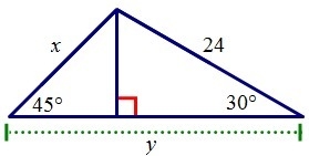 Find the value of x and the value of y. a. x = 33.9 y = 32.8 c. x = 17.0 y = 32.8 b-example-1