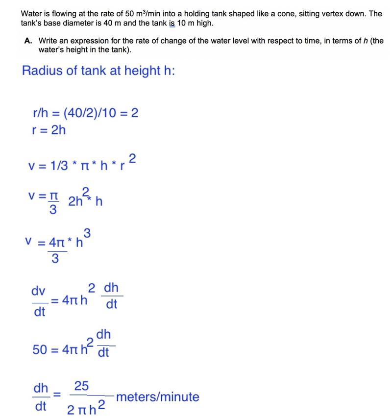 This is a "water tank" calculus problem that I've been working on and I-example-1