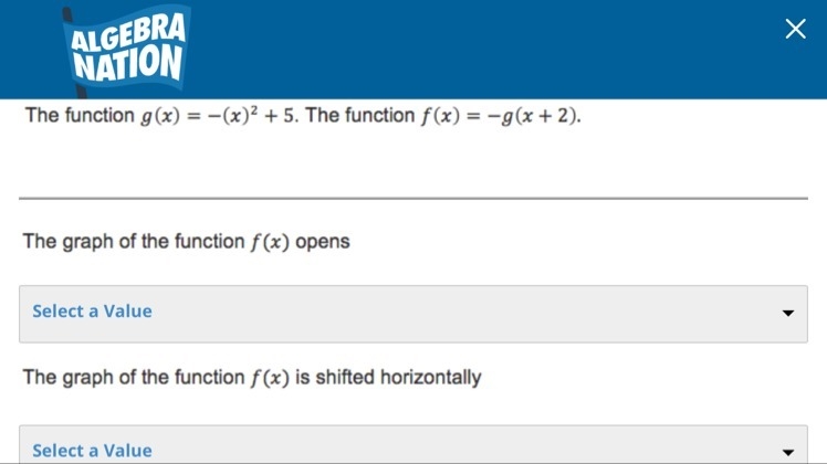 Does it open up or down and is it shifted to the left 2 units or to the right 2 units-example-1