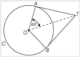 Use the above figure to answer the question. What's the angle between the tangents-example-1