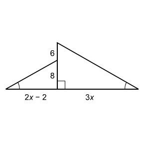 The two triangles are similar. What is the value of x?-example-1