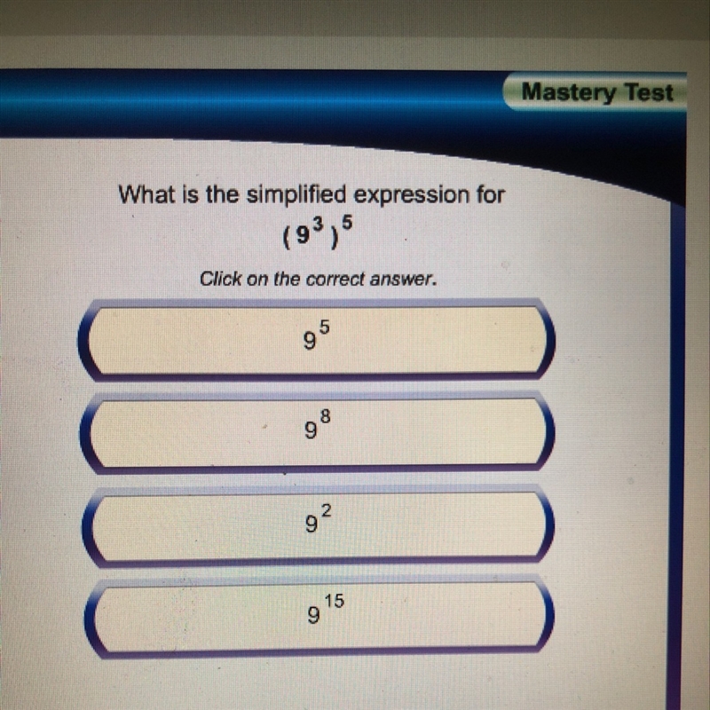 What is the simplified expression for (9^3)^5 9^5 9^8 9^2 9^15-example-1