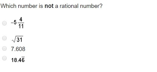 Which number is not a rational number?-example-1