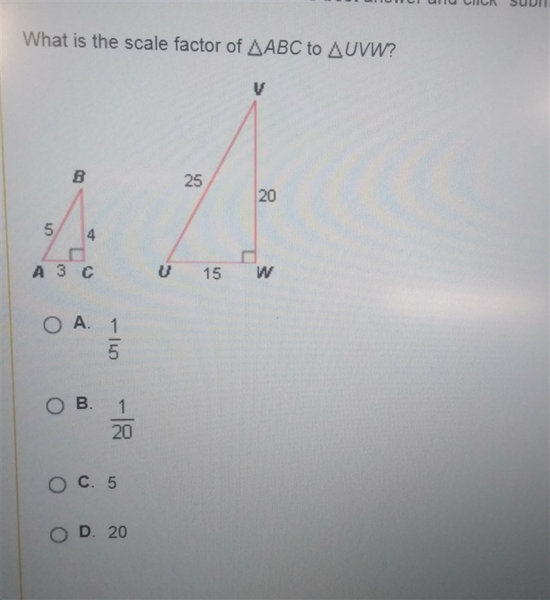 What is the scale factor of ABC to UVW-example-1