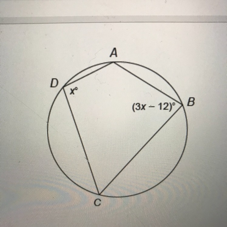 Quadrilateral ABCD is inscribed in this circle. What is the measure of angle B?-example-1