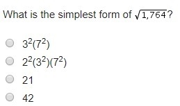 What is the simplest form of √1,764?-example-2