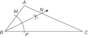 Russ is constructing the inscribed circle for △ABC . He has already used his compass-example-1